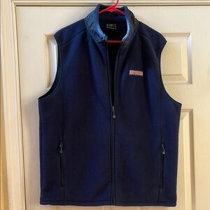Vineyard Vines Blue Fleece Vest with Stand-Up Collar